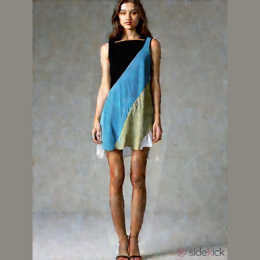 Calvin Klein Striped Sleeveless Tank Dress Black Blue
